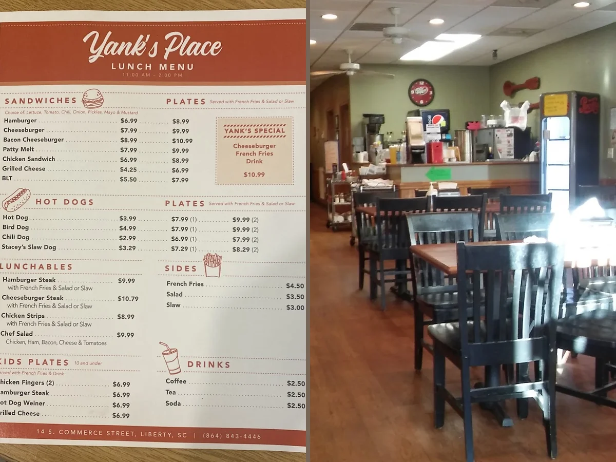 Family-friendly restaurant seating in a small-town setting.